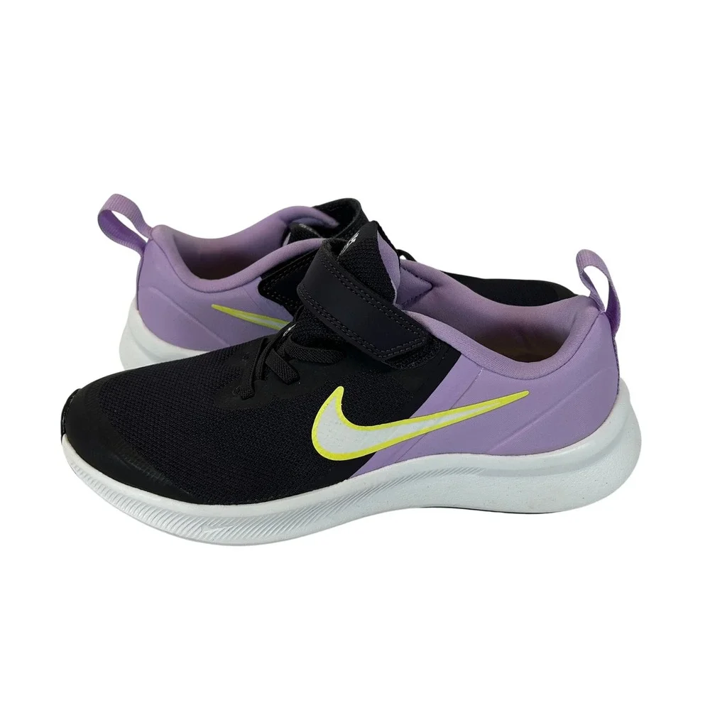 Nike Star Runner 3 Kids Size 2Y Black Purple Lemon Venom DA2777-500 Sneaker